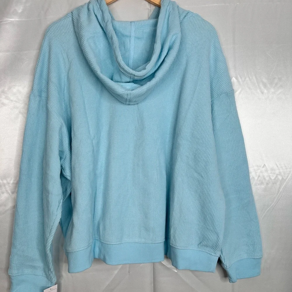 Auden Light Blue Waffle Knit Hoodie & Shorts Set Plus 4X NWT - Picture 7 of 11